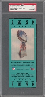 2002 Super Bowl XXXVI Full Ticket, Green Variation - PSA GEM MT 10